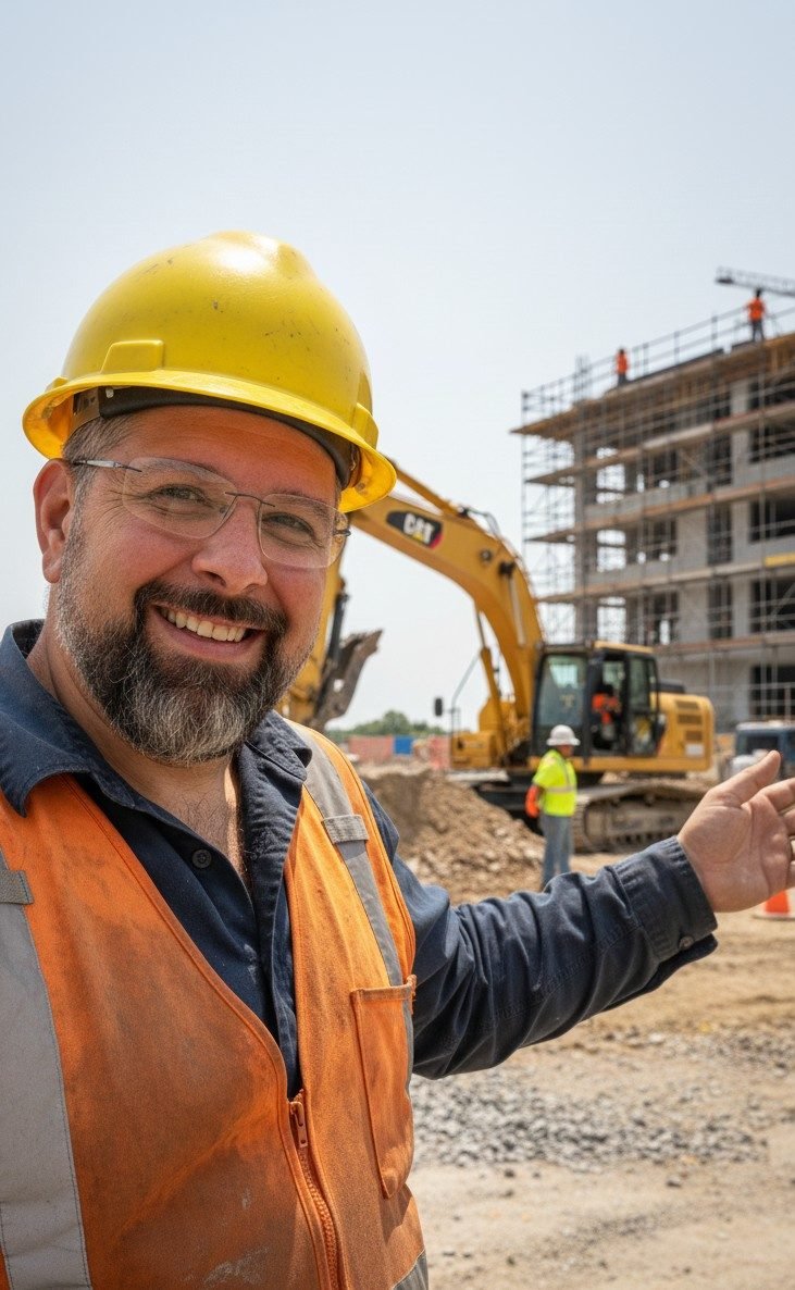 Nathan Bazzle at an active construction site in Ohio